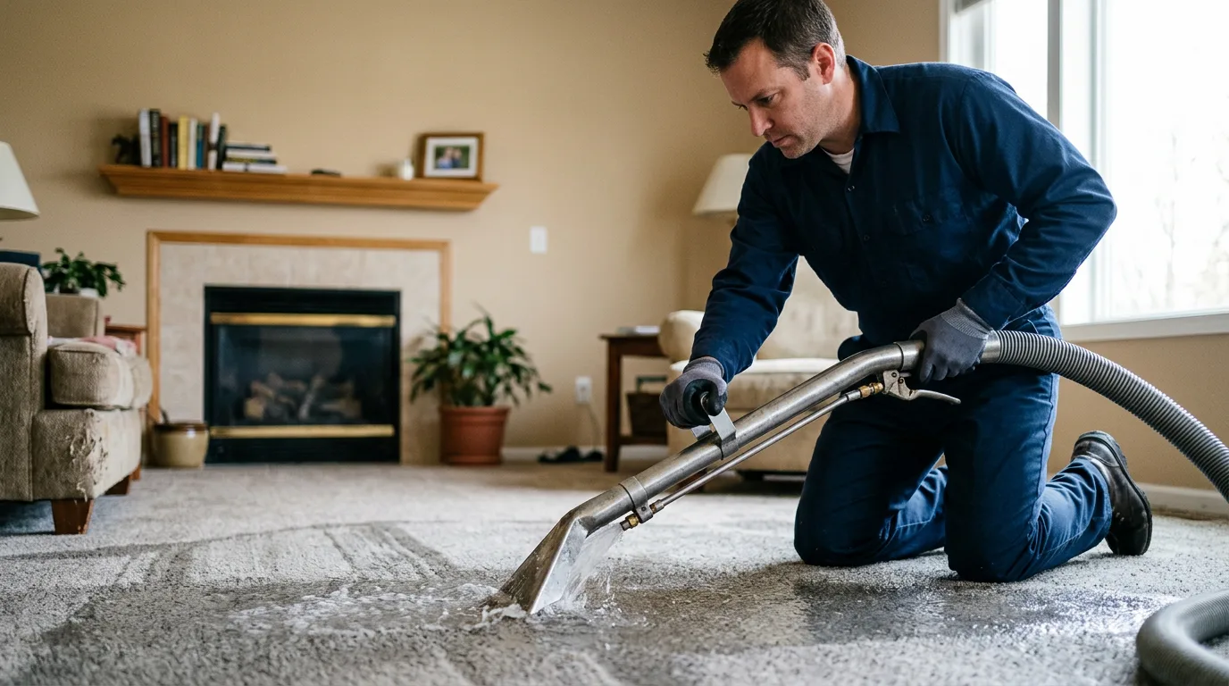 Water damage restoration technician working near Mashantucket, CT